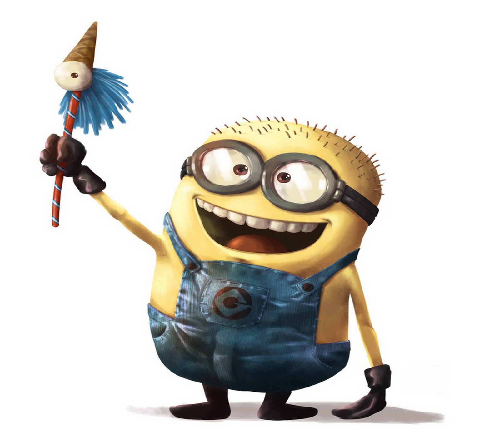 Personagem de desenho animado de um minion com uma vassoura e um chapéu (meu malvado favorito, despicable me, hd, minion)