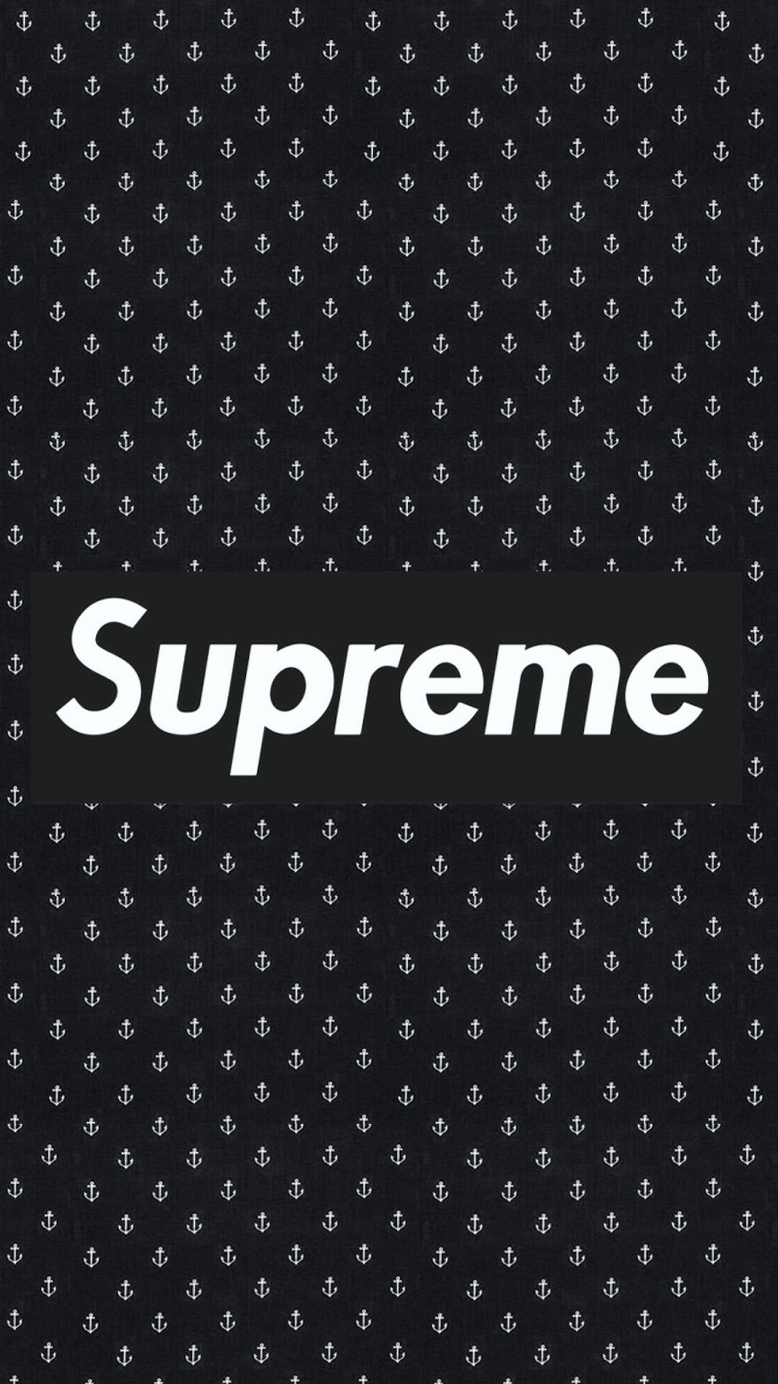 A black and white photo of a supreme logo on a black background (abstract, anchor, black, s7, s8)