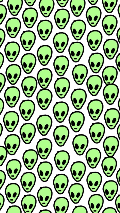 Padrão de alienígena verde limão em fundo branco