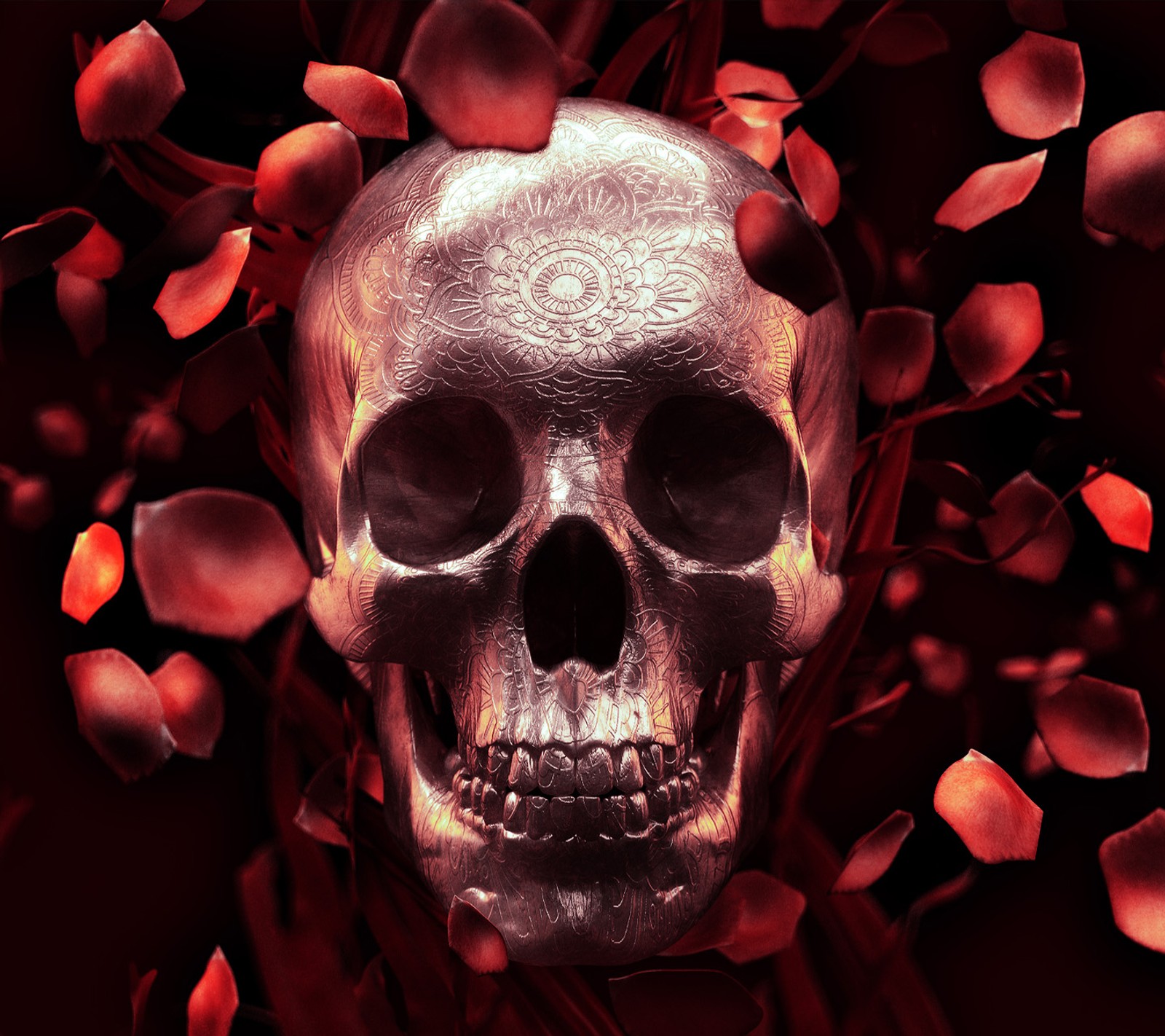 art, rose, skull Download Wallpaper