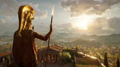 assassins creed odyssey, ubisoft, мифология, солнечный свет, облако