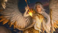 Celestial Guardian: A Mythical Angel Embodying Fantasy and Power