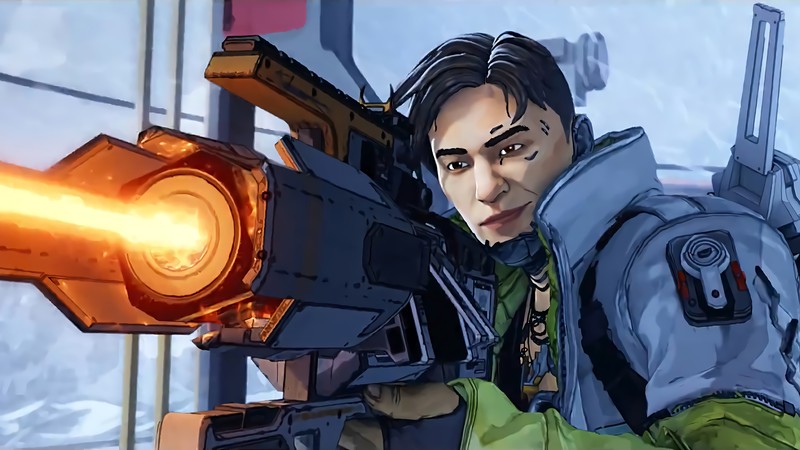 Крупный план человека, держащего пистолет у окна (криптовалюта, apex legends, видеоигра, сезон 3, season 3)