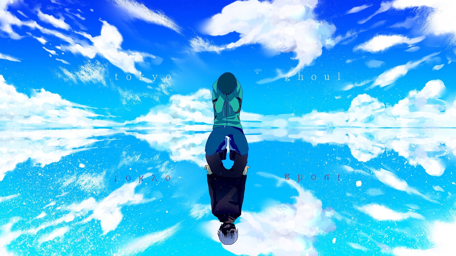 A person standing in the middle of a body of water (tokyo ghoul, unravel, anime, manga, water)