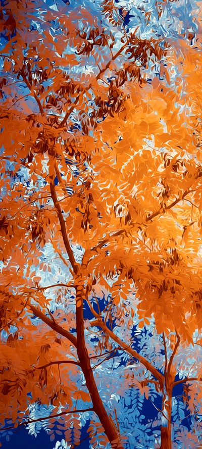 Vibrant Amber Leaves Against a Blue Sky