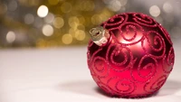 Magenta Weihnachtsornament mit Glitzerwirbeln