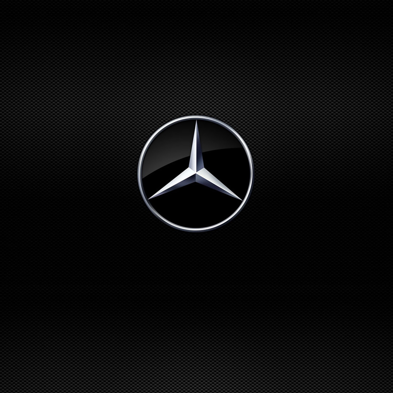 Mercedes logo on a black background (auto, benz, car, carbon, fiber)