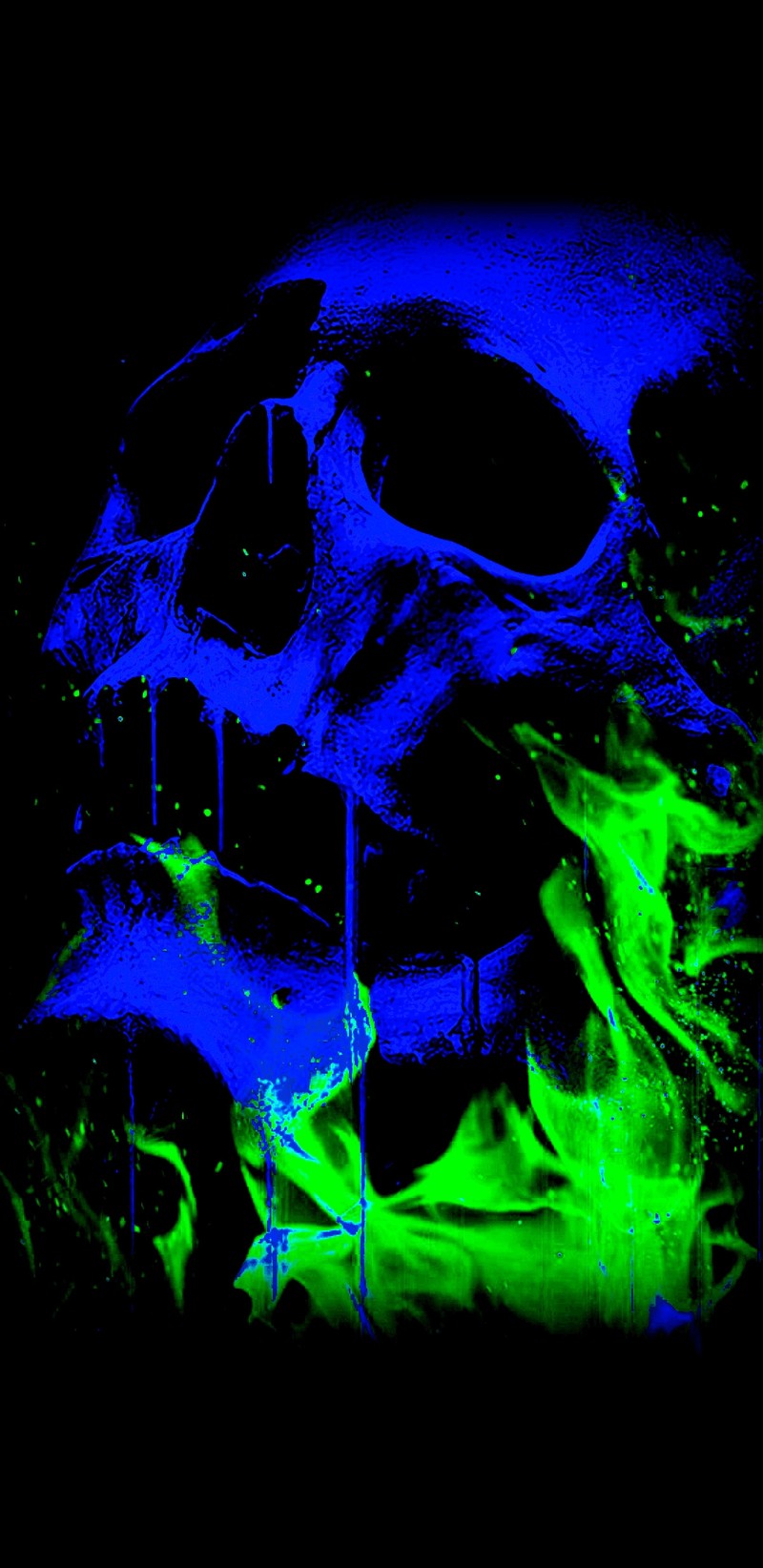 Арафед изображение черепа в темной комнате с неоновыми красками (огонь с черепом, черепа)