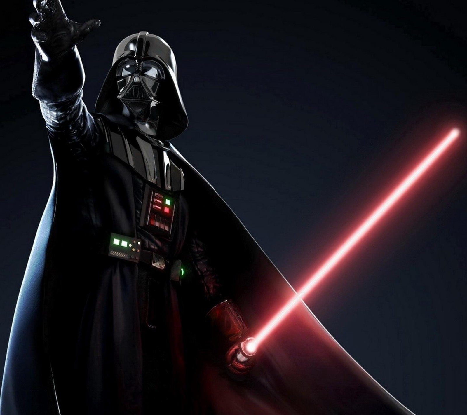 Darth vader avec un sabre laser rouge dans la main (darth vader, darthvader, sabre laser, lightsaber, rouge)