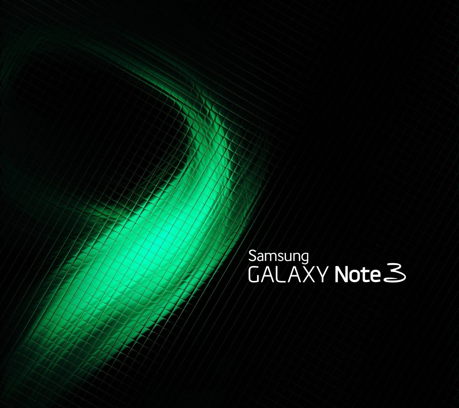 A close up of a green and black background with a curved design (galaxy, glassy, green, logo, note3)