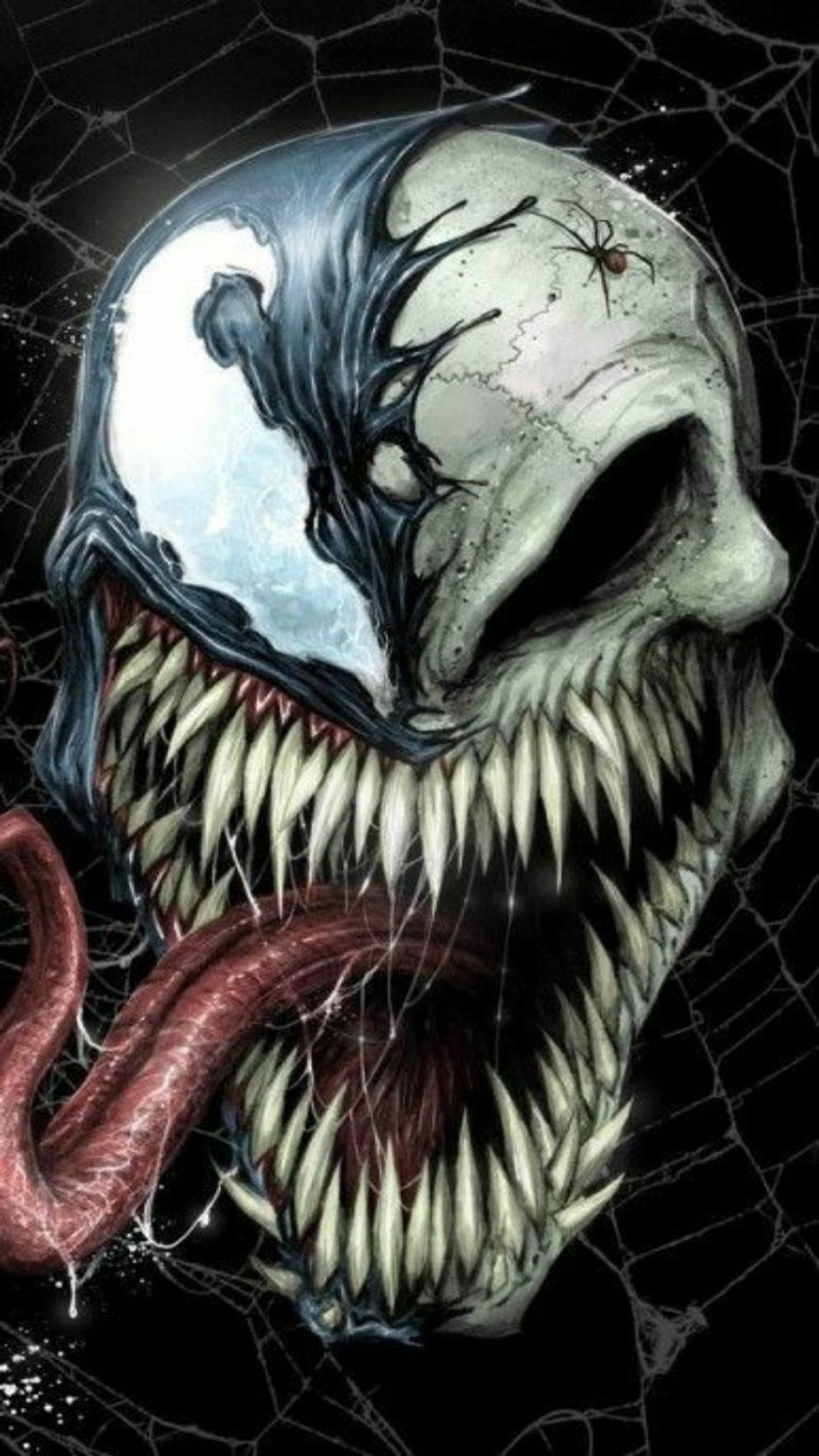 Веном — злодей с огромным ртом и острыми зубами (venom comic, marvel)