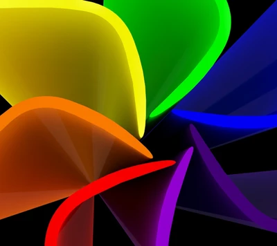 Vibrant Curved Rainbow Shapes on a Dark Background