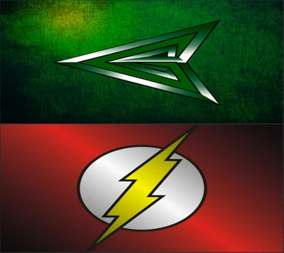 Logos von Green Arrow und The Flash