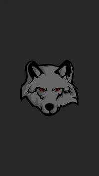 Stylized illustration of a wolf's head featuring piercing red eyes, set against a dark background.