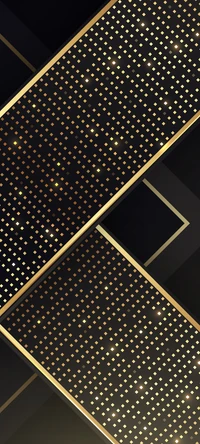 Elegant Black and Gold Mesh Pattern with Geometric Elements