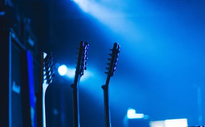 guitare, lumière, concert, événement, musique