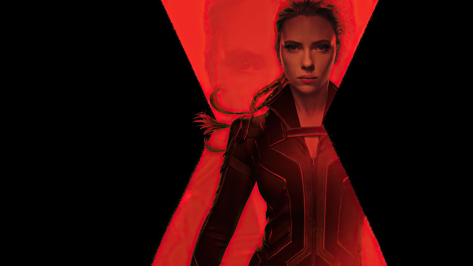 Женщина в черном костюме стоит на фоне красного фона (черная вдова 2020, black widow 2020, фильм, постер, черная вдова)