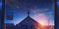 anime, night, house, cloud, atmosphere