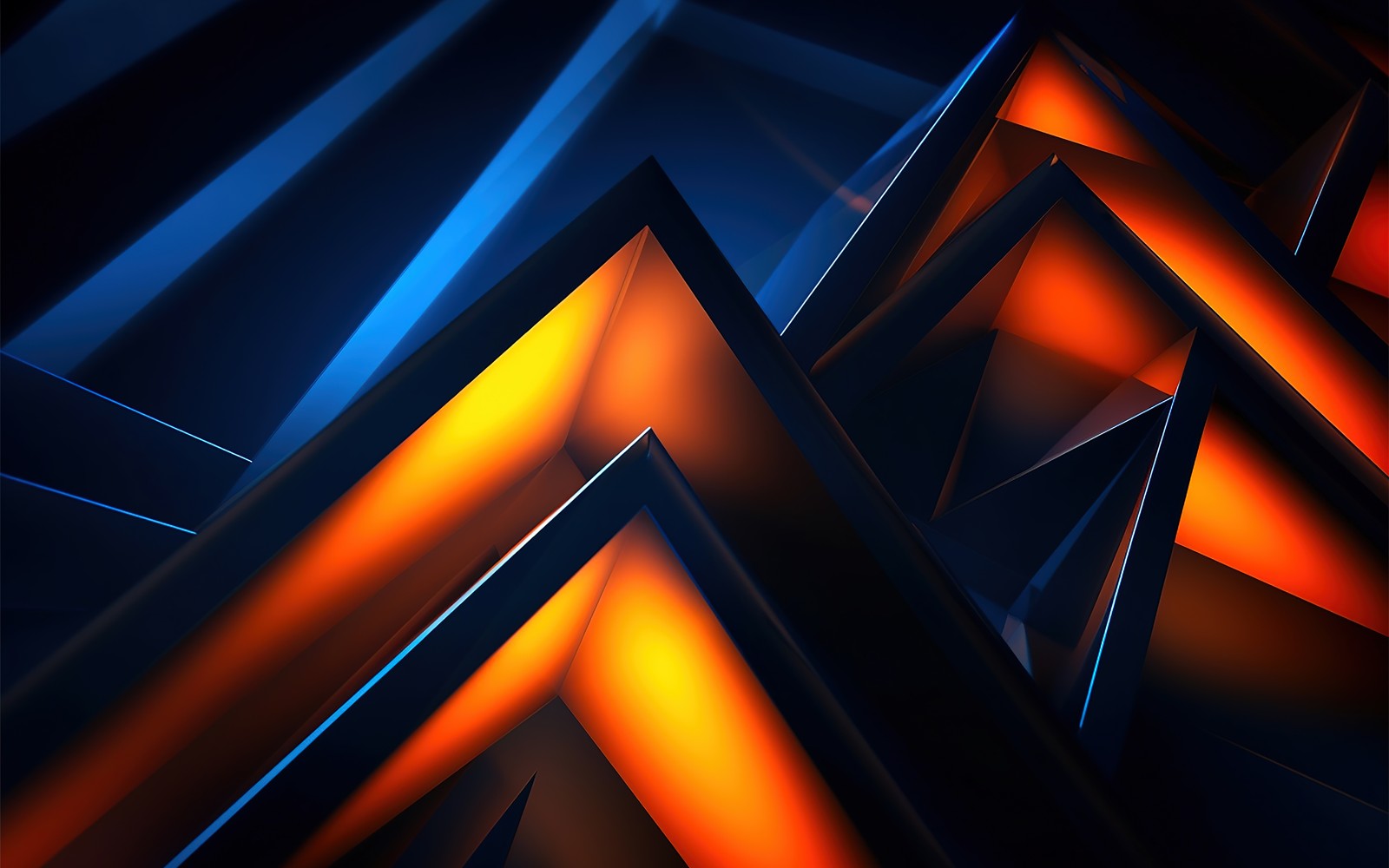 A close up of a group of triangles with a blue background (triangular, pattern, 3d background, ai art, 5k)