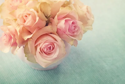 Delicate Pink Roses in a Serene Bouquet