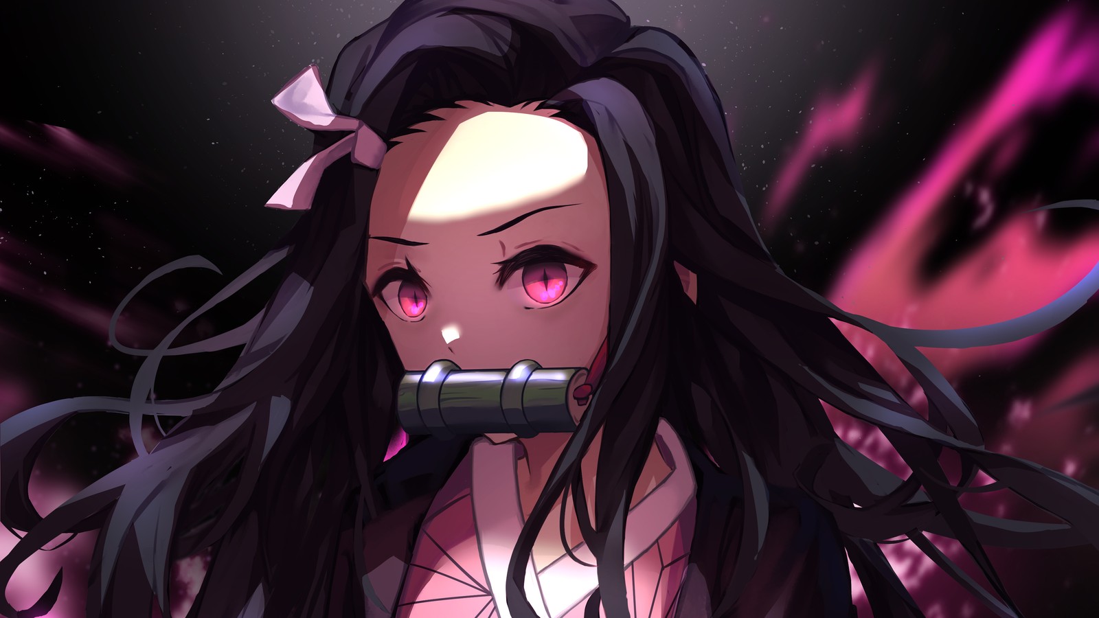 Скачать обои nezuko kamado, kimetsu no yaiba, аниме, anime, убийца демонов кимэцу но яиба