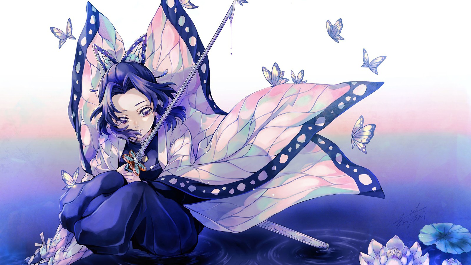 shinobu kochou, kimetsu no yaiba, demon slayer kimetsu no yaiba, anime wallpaper