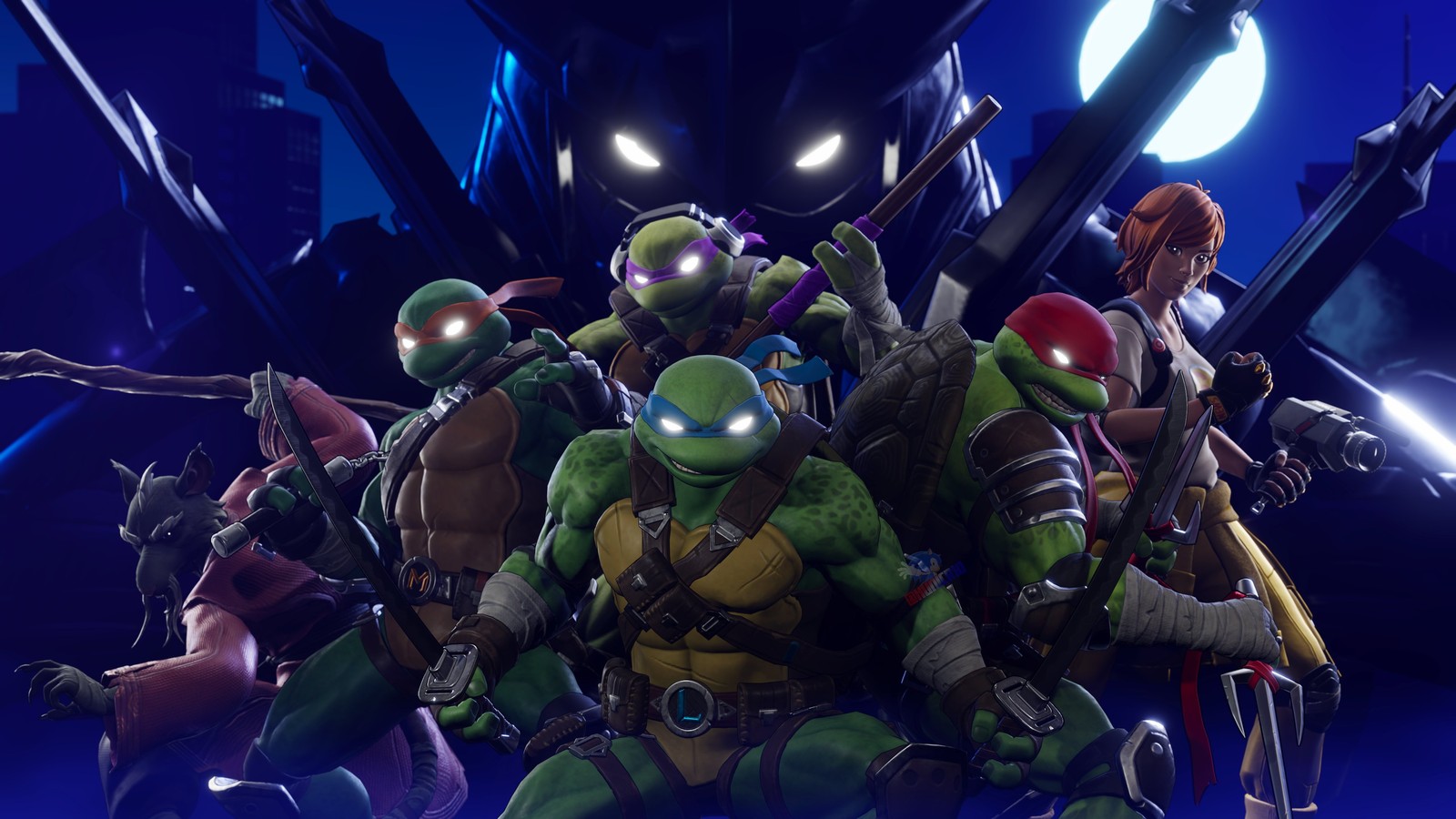 Скачать обои tmnt, фортнайт, fortnite, игры 2024, леонардо черепашки ниндзя