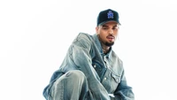 chris brown, fond blanc, rappeur américain, musique, fond décran 4k