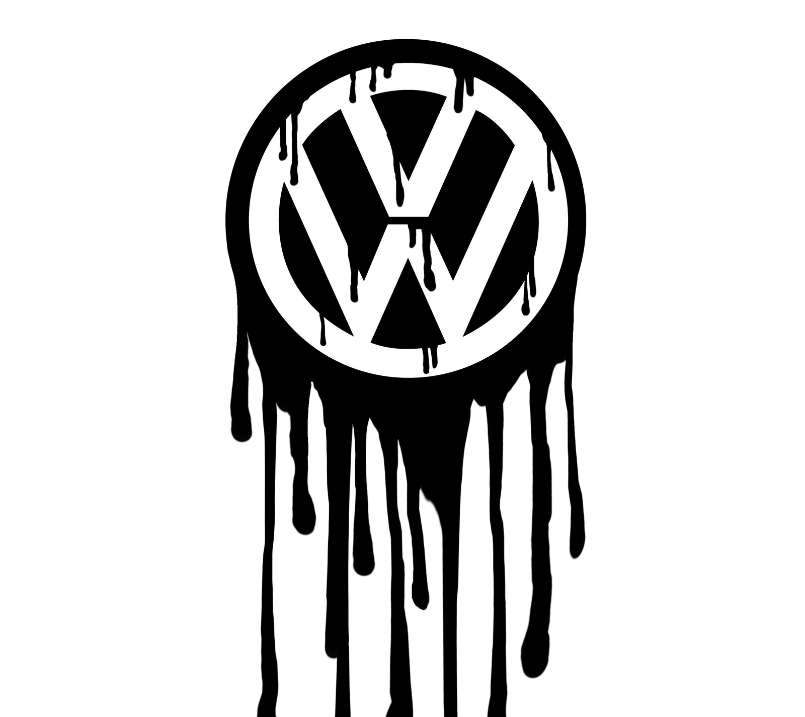 Крупный план капающего логотипа vw на белом фоне (кровотечение, логотип, volkswagen, фольксваген, vw)