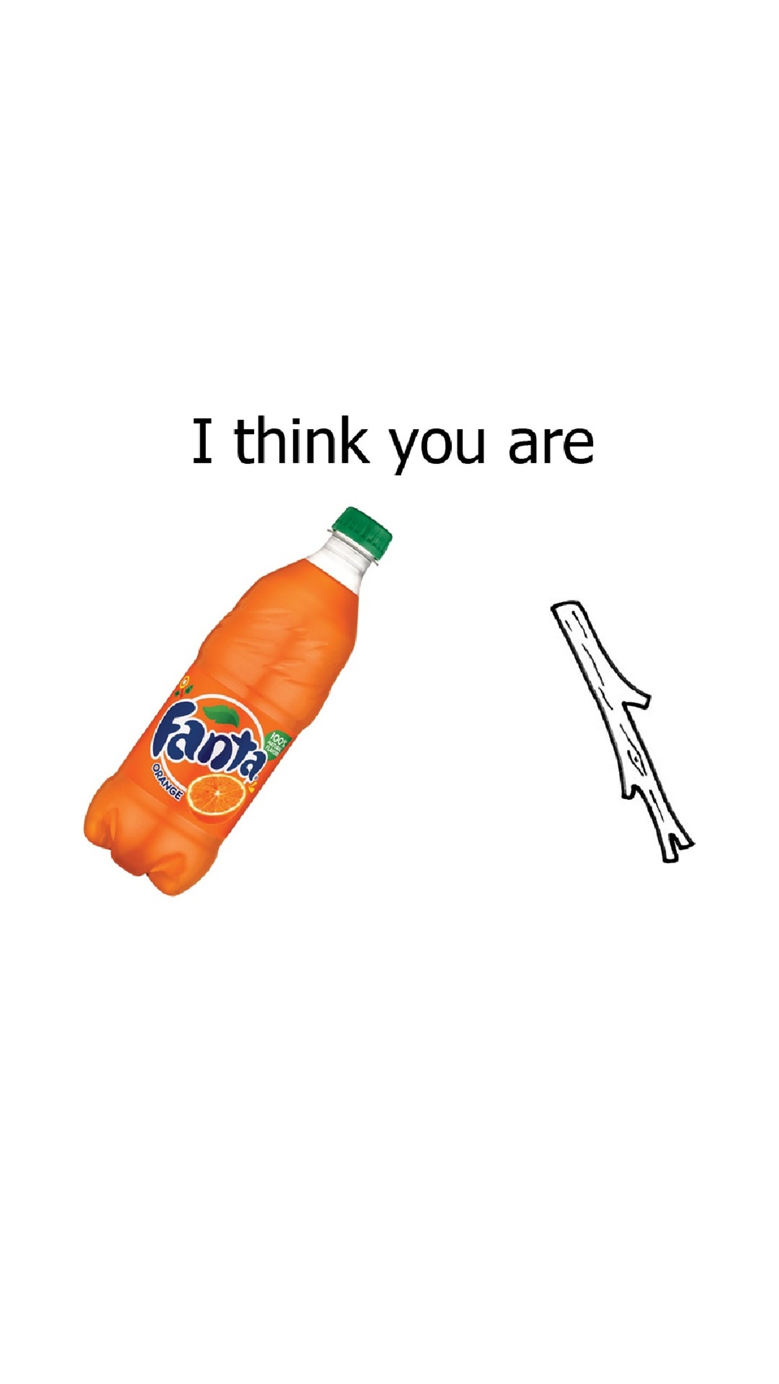 There is a picture of a bottle of orange soda and a toothbrush (fanta, fantastic, funny)