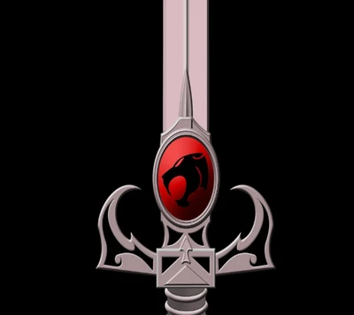 Espada de Omens com o emblema dos Thundercats.