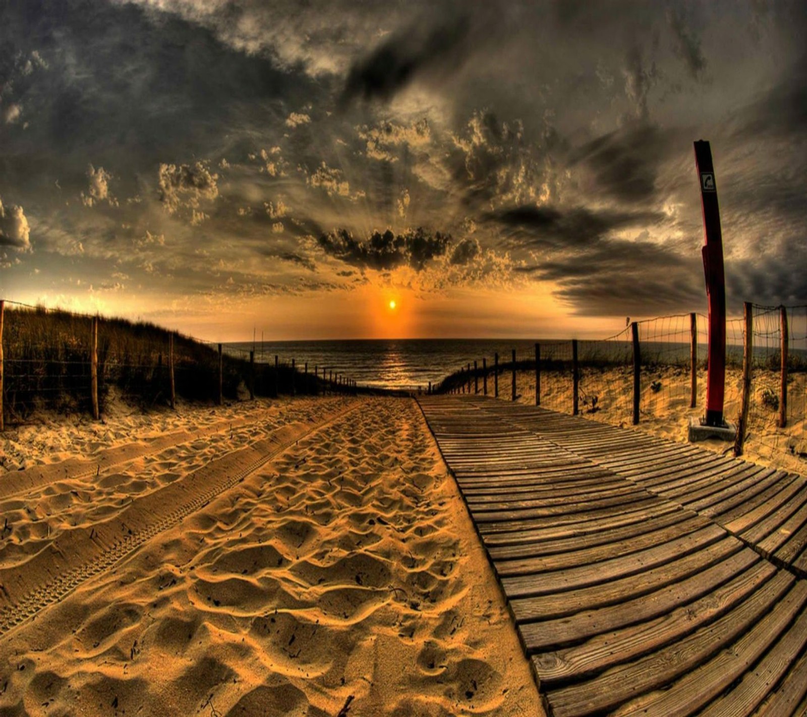 Descargar fondo de pantalla playa, hermoso, noche, dorado, camino