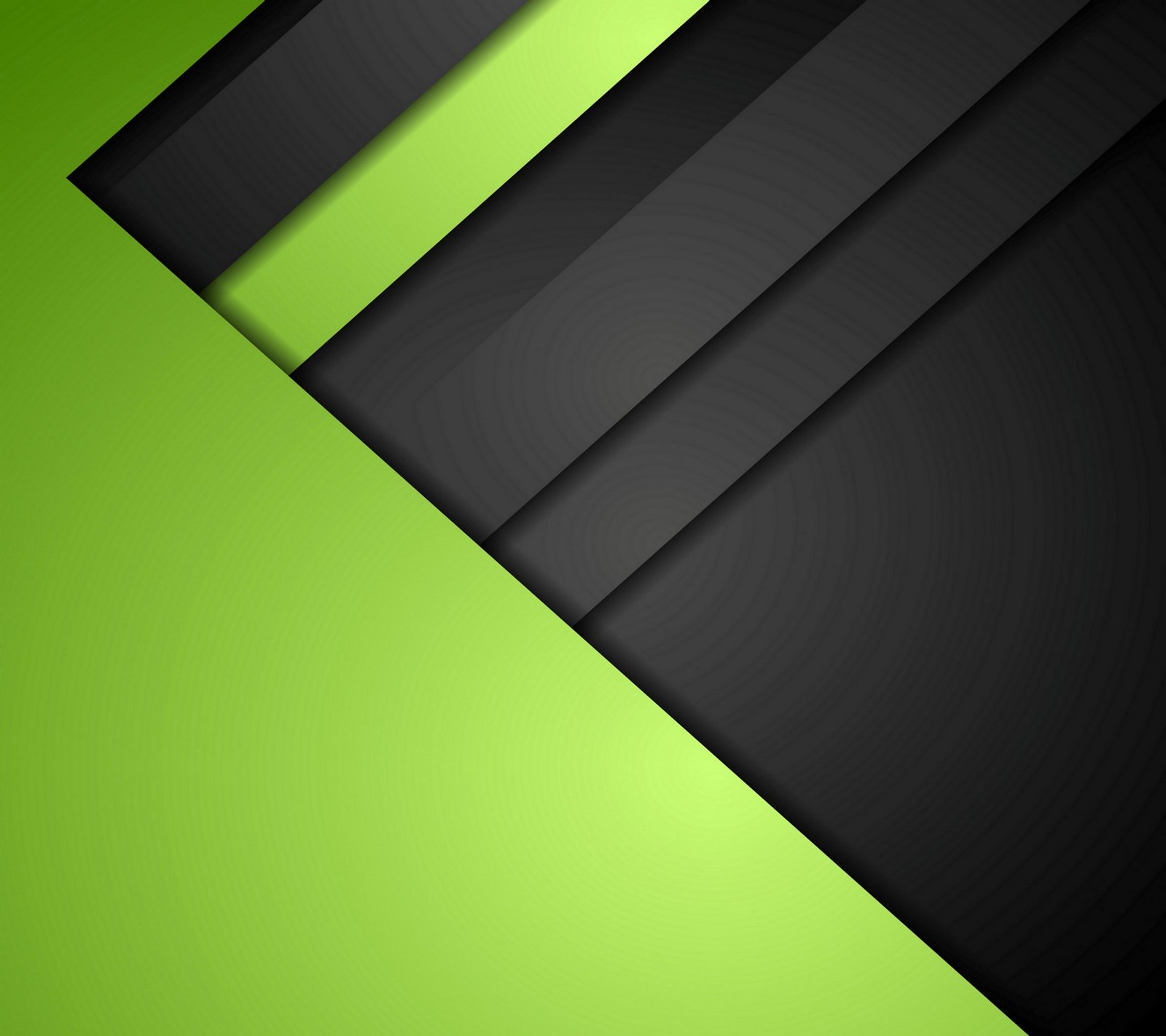 Un fond vert et noir avec un design diagonal (android, noir, sombre, cinq, plat)