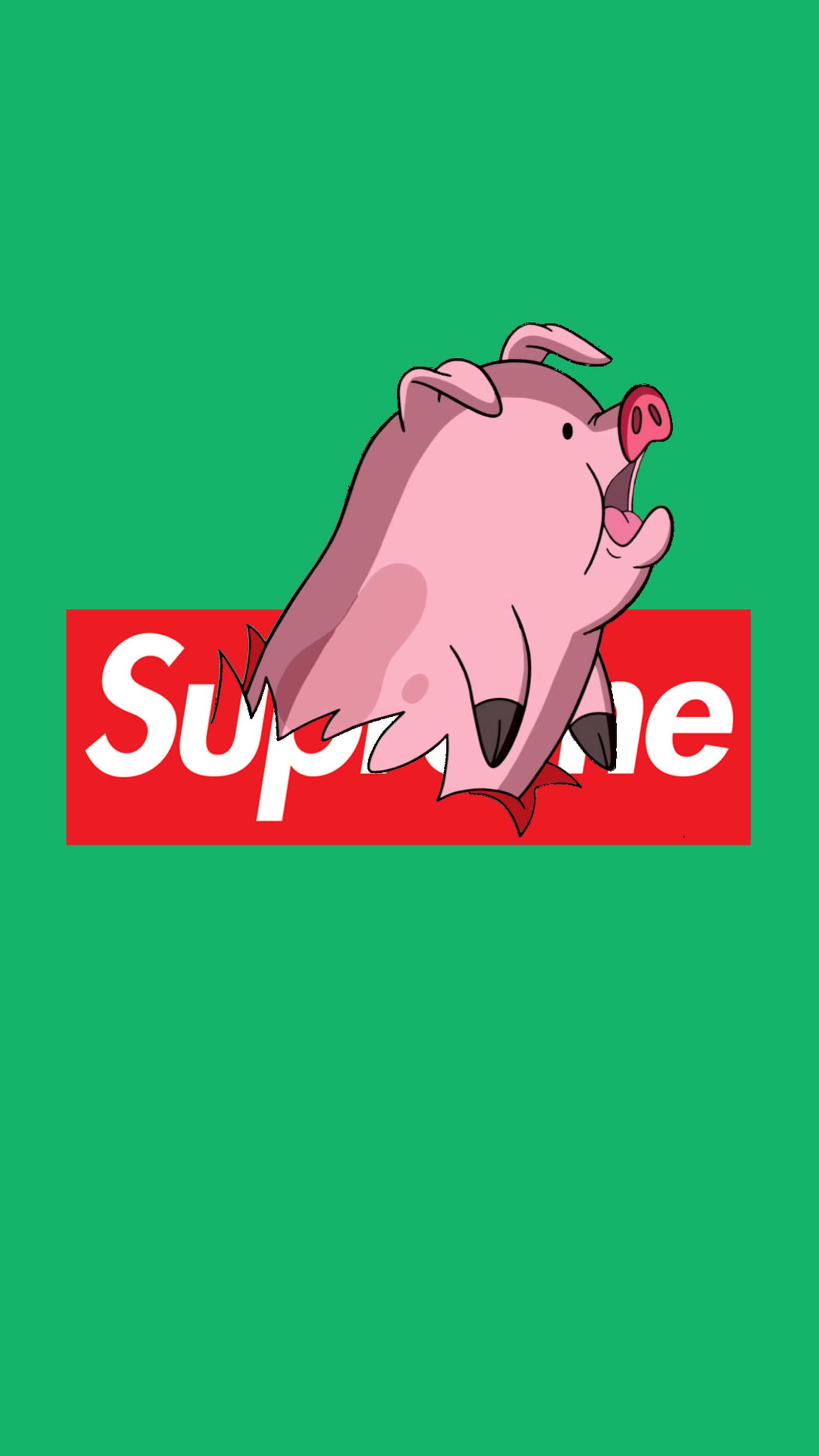 Fondo de pantalla del logo de supreme pig para iphone de thepapered (cucharón, gravity falls, mabel, pato, supreme)