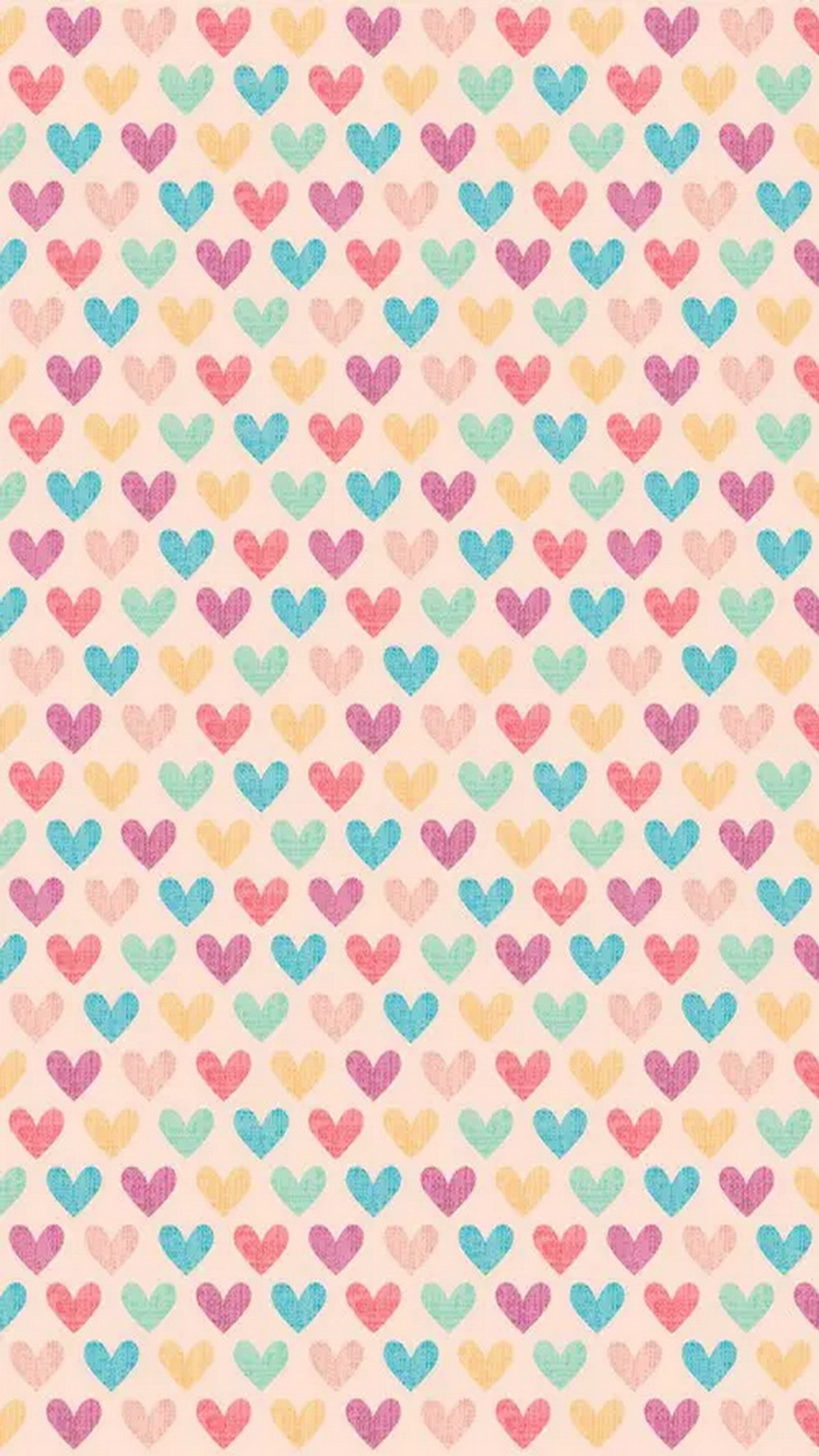 A colorful heart pattern on a pink background (abstract, colorful, hearts)