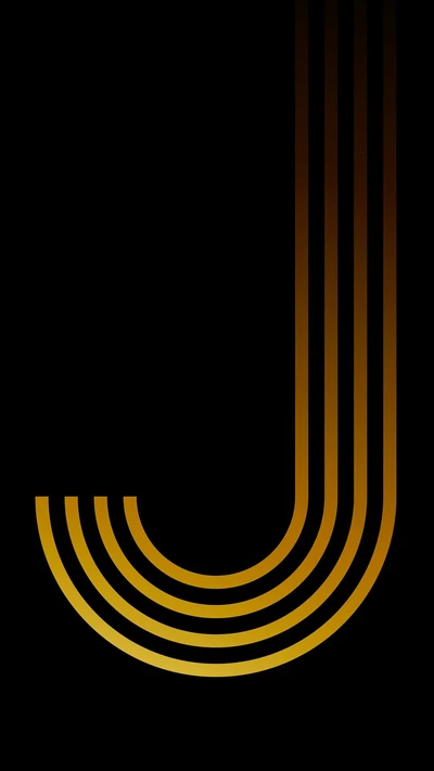 Design elegante em dourado da letra "J" contra um fundo preto, ideal para um papel de parede móvel.