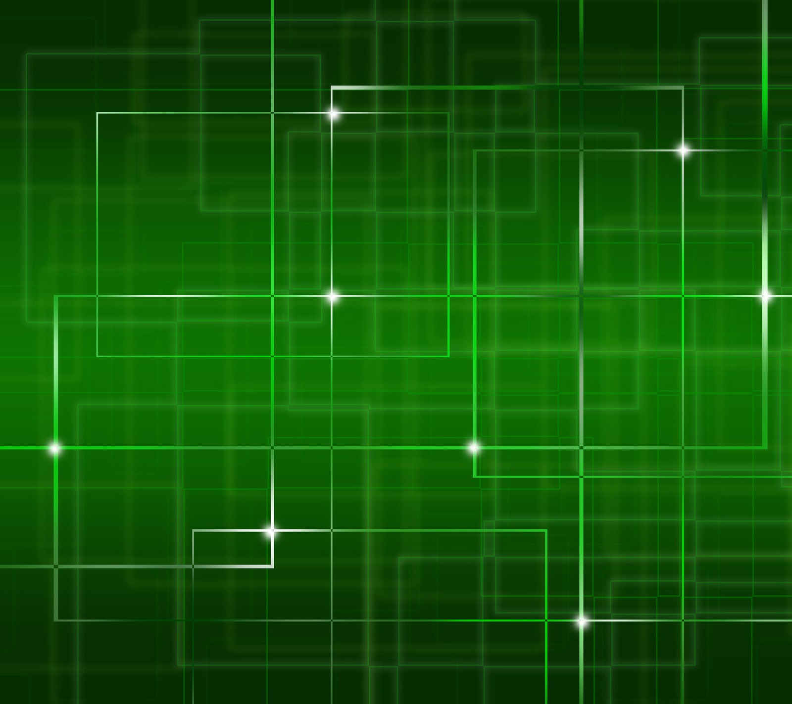 A green abstract background with squares and stars (abstract, circuits, green, matrix, white)