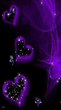 hearts, neon, purple wallpaper