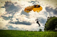 parachute, parachutisme, personnes dans la nature, nuage, heureux