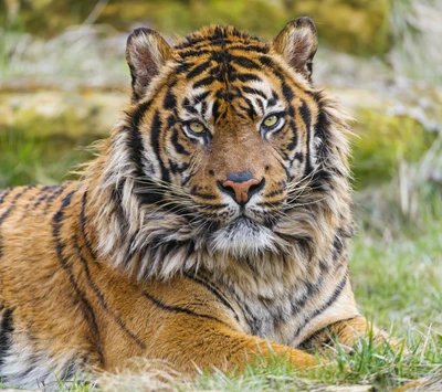 Tigre majestuoso descansando en su hábitat natural