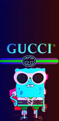 Gucci x SpongeBob: Stylish Character in Neon Vibes