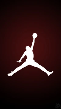 Silhueta icônica do Jordan Jumpman em branco contra um fundo vermelho escuro