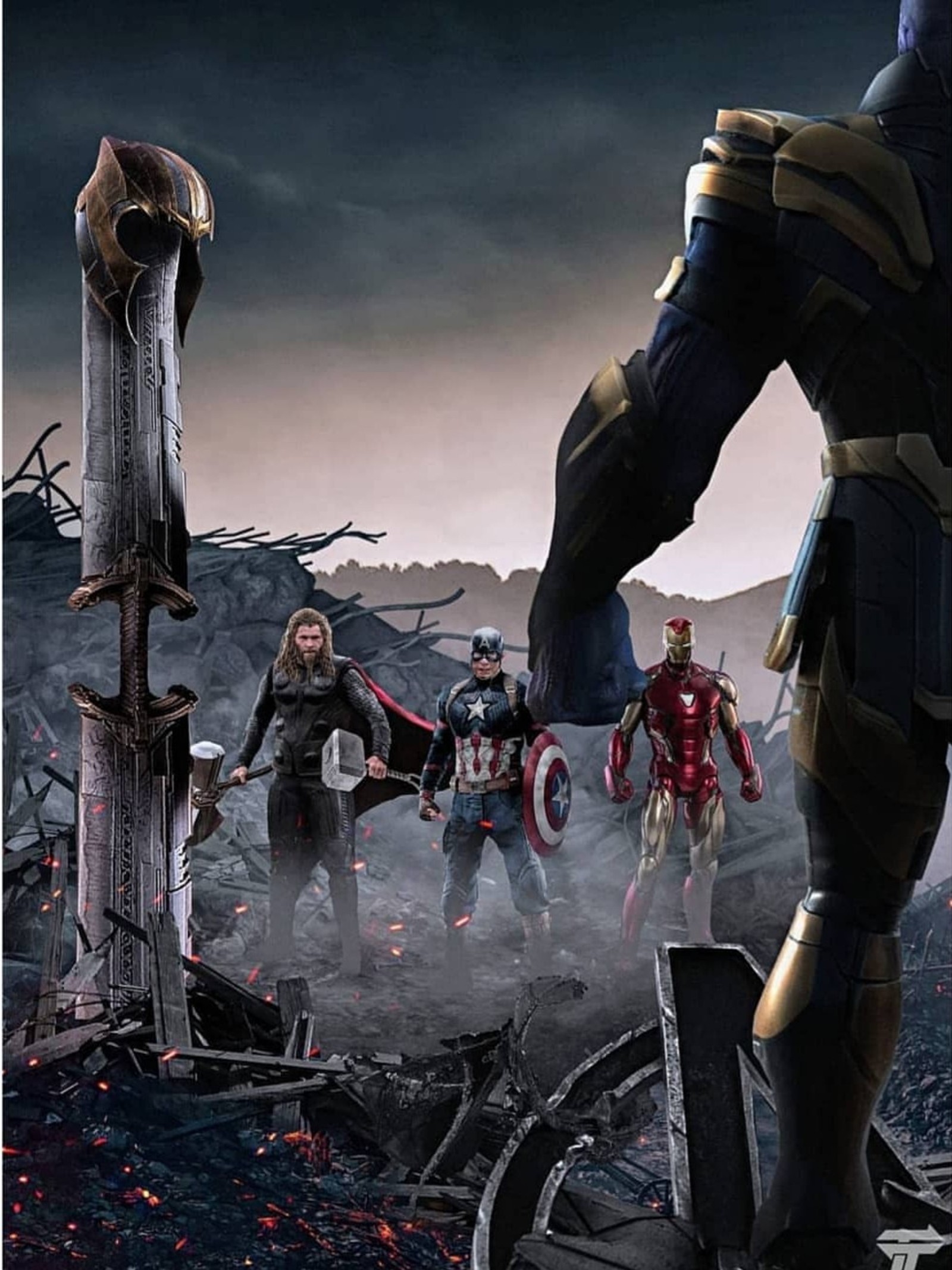 Affiche des avengers : guerre des avengers avec un groupe de super-héros (avengers, avengers endgame, thanos)