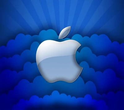 apfel, apple logo, blau, wolken, iphone