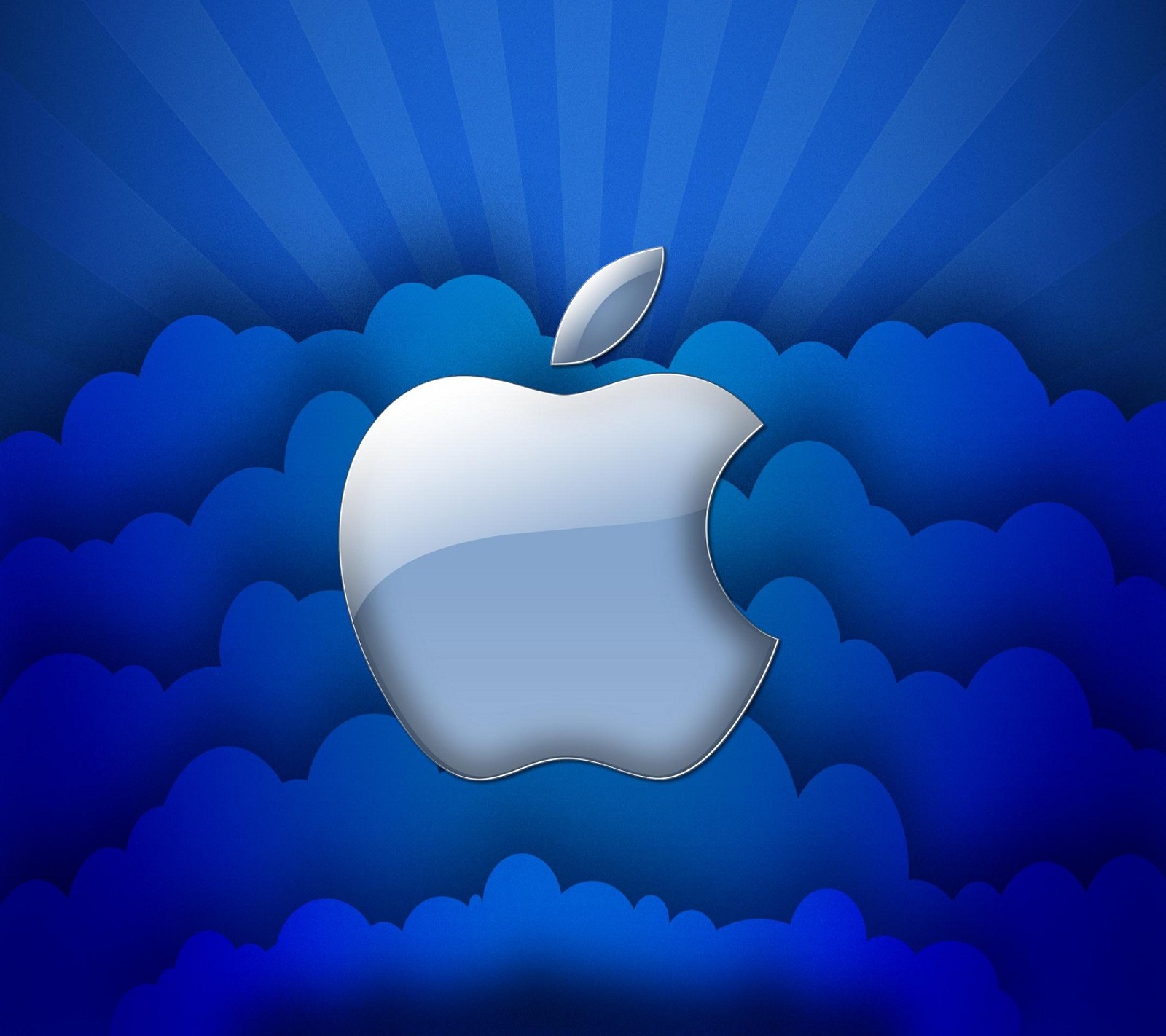 Lade apfel, apple logo, blau, wolken, iphone Hintergrund herunter