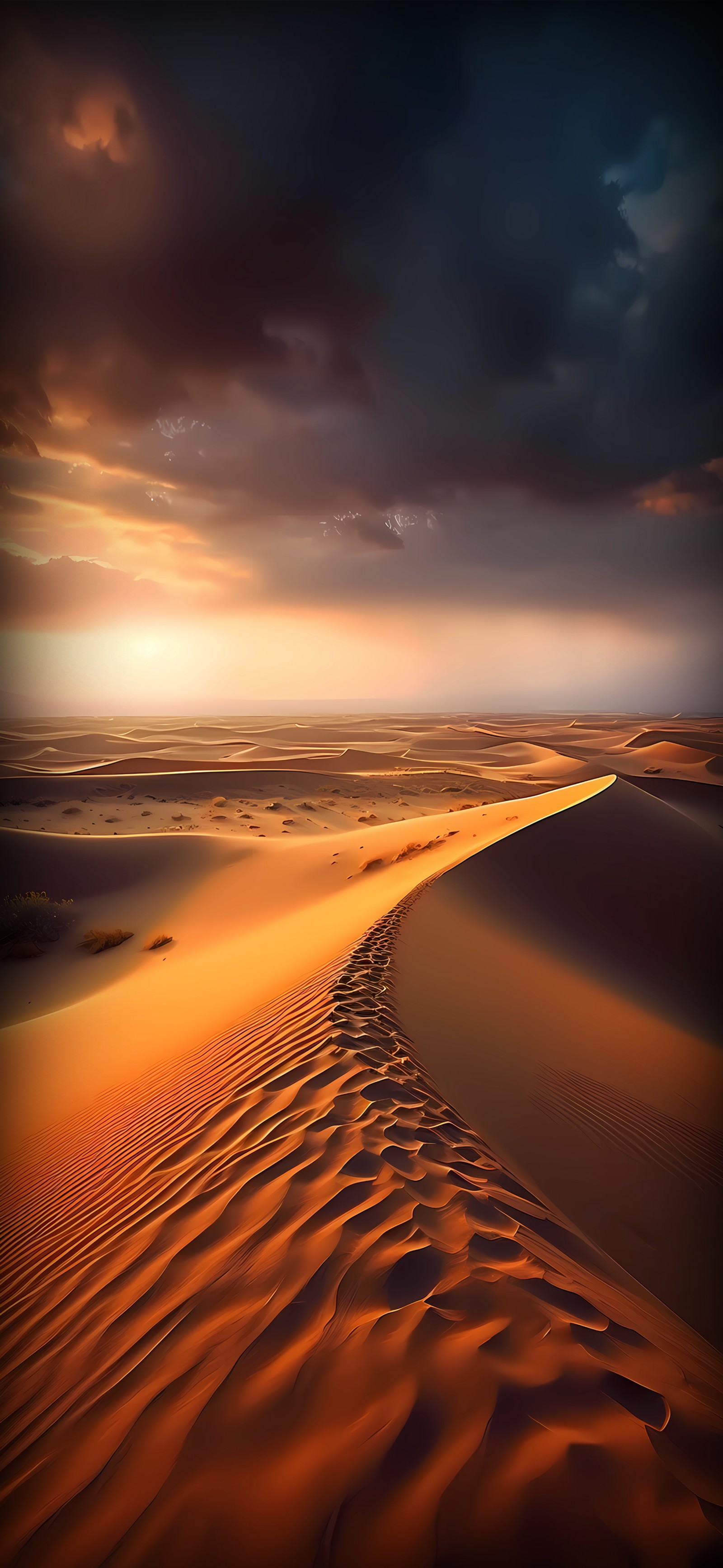 Vista aérea de un desierto con un atardecer de fondo (horizonte, nube, atmósfera, ecorregión, paisaje natural)