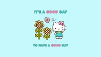 its a good day, have a good day, hello kitty background, cyan background, sanrio wallpaper