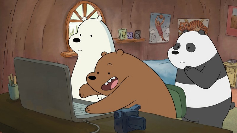 Мультфильм с двумя медведями и медведем в комнате (мы bare bears, сериал, мультфильм)