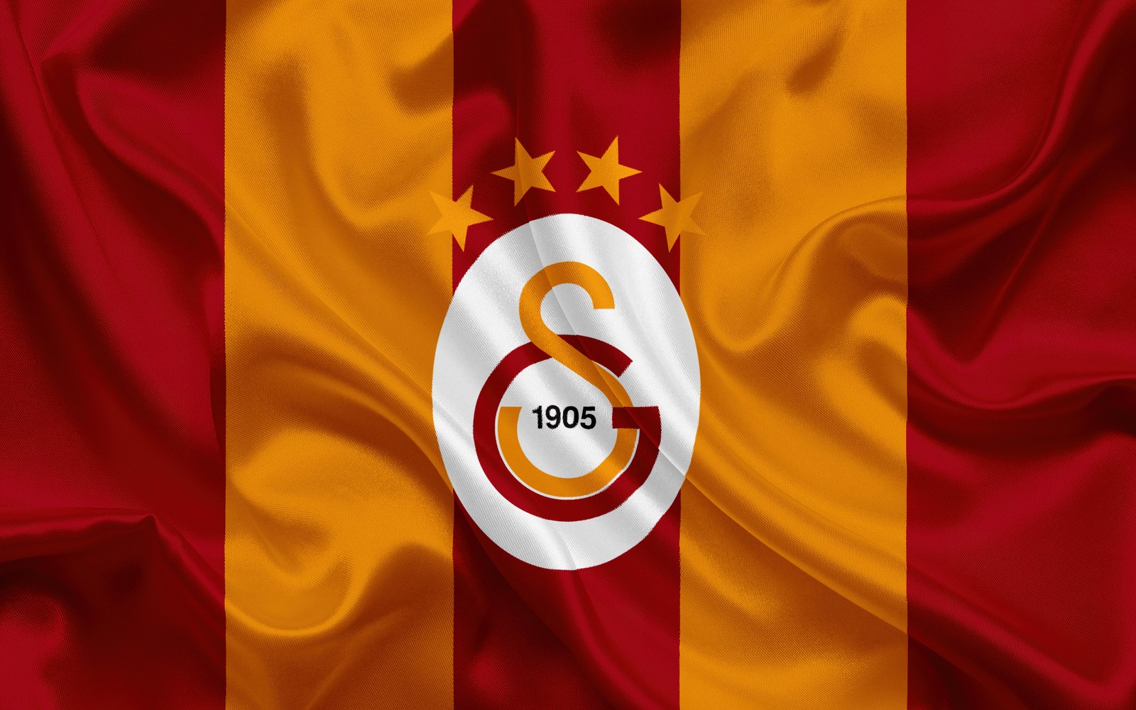 A close up of a red and yellow flag with stars (galatasaray, turkish sports club, football club, 5k, games)