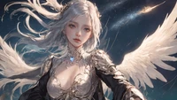 Celestial Guardian: A Serene Angel in Ethereal Armor